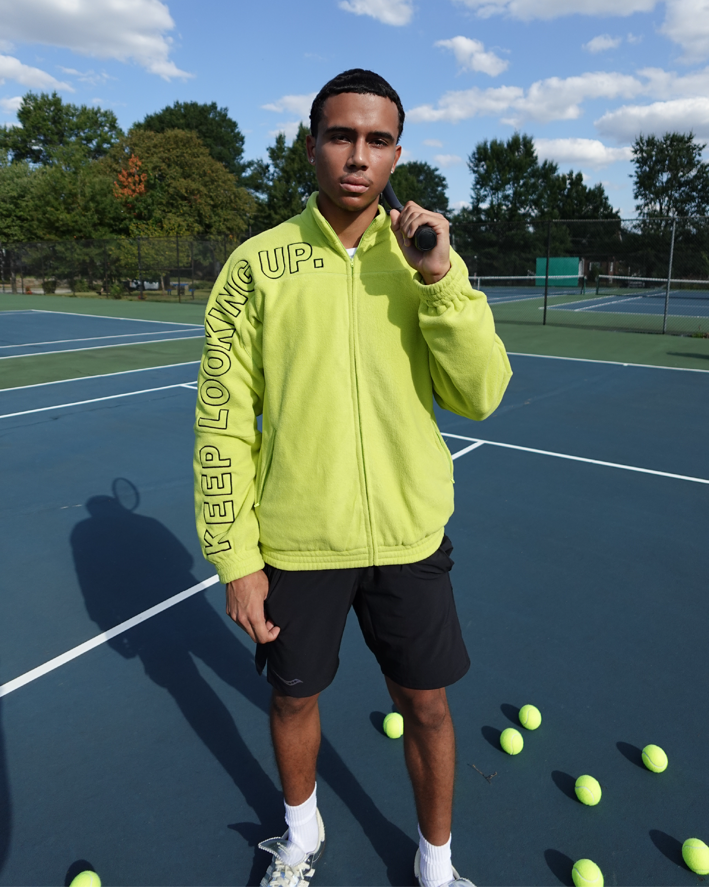 Lime Green Tennis Fleece Zip-up Jacket